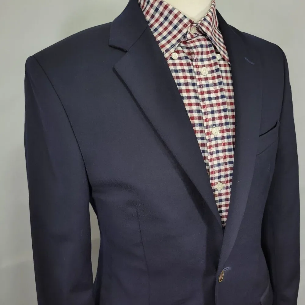 Joseph‎ Feiss Men's Sport Coat Blazer Two Button Navy Blue Twill Classic Fit 37R